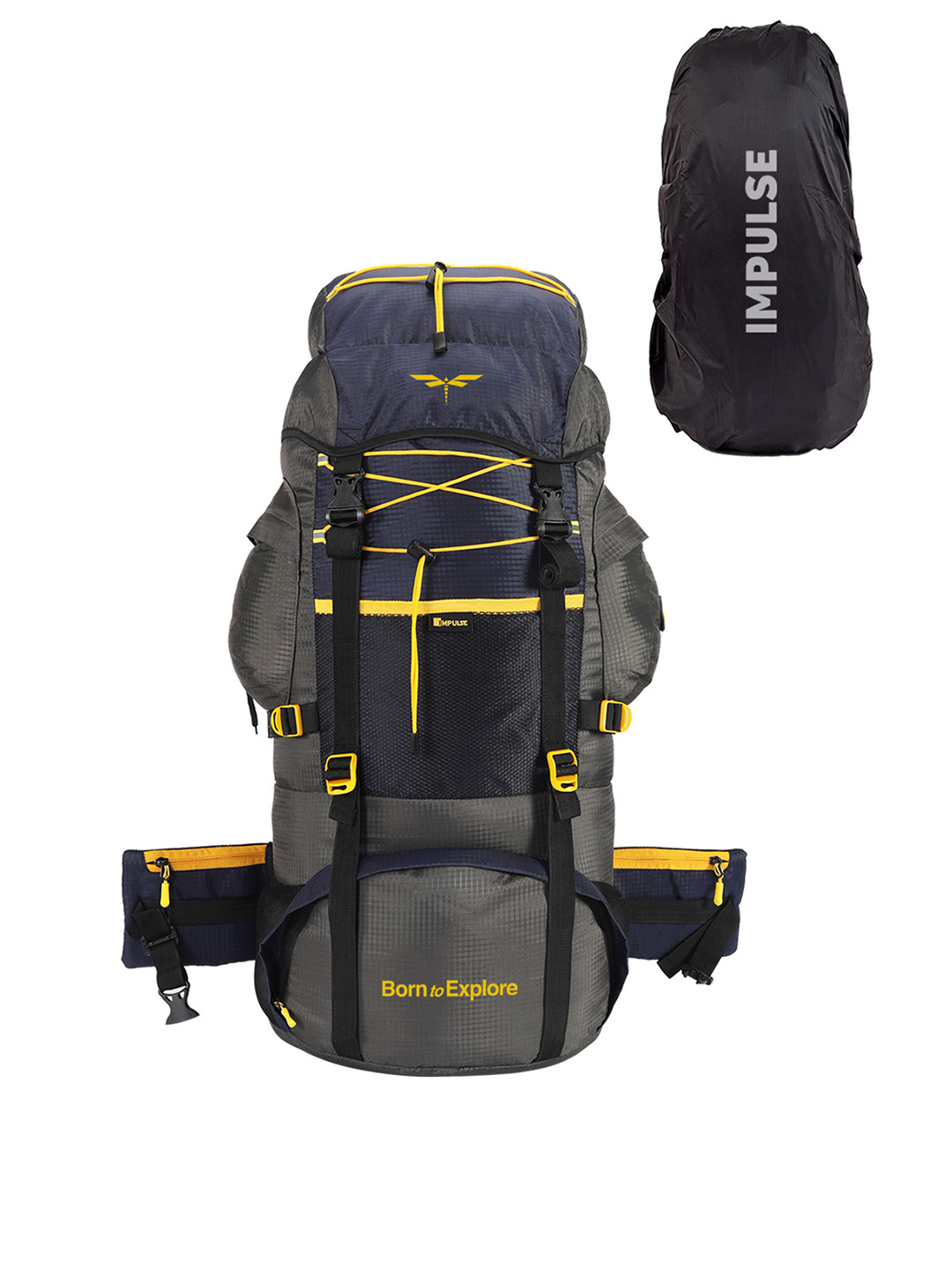 Impulse Unisex Grey & Blue Colourblocked Rucksacks