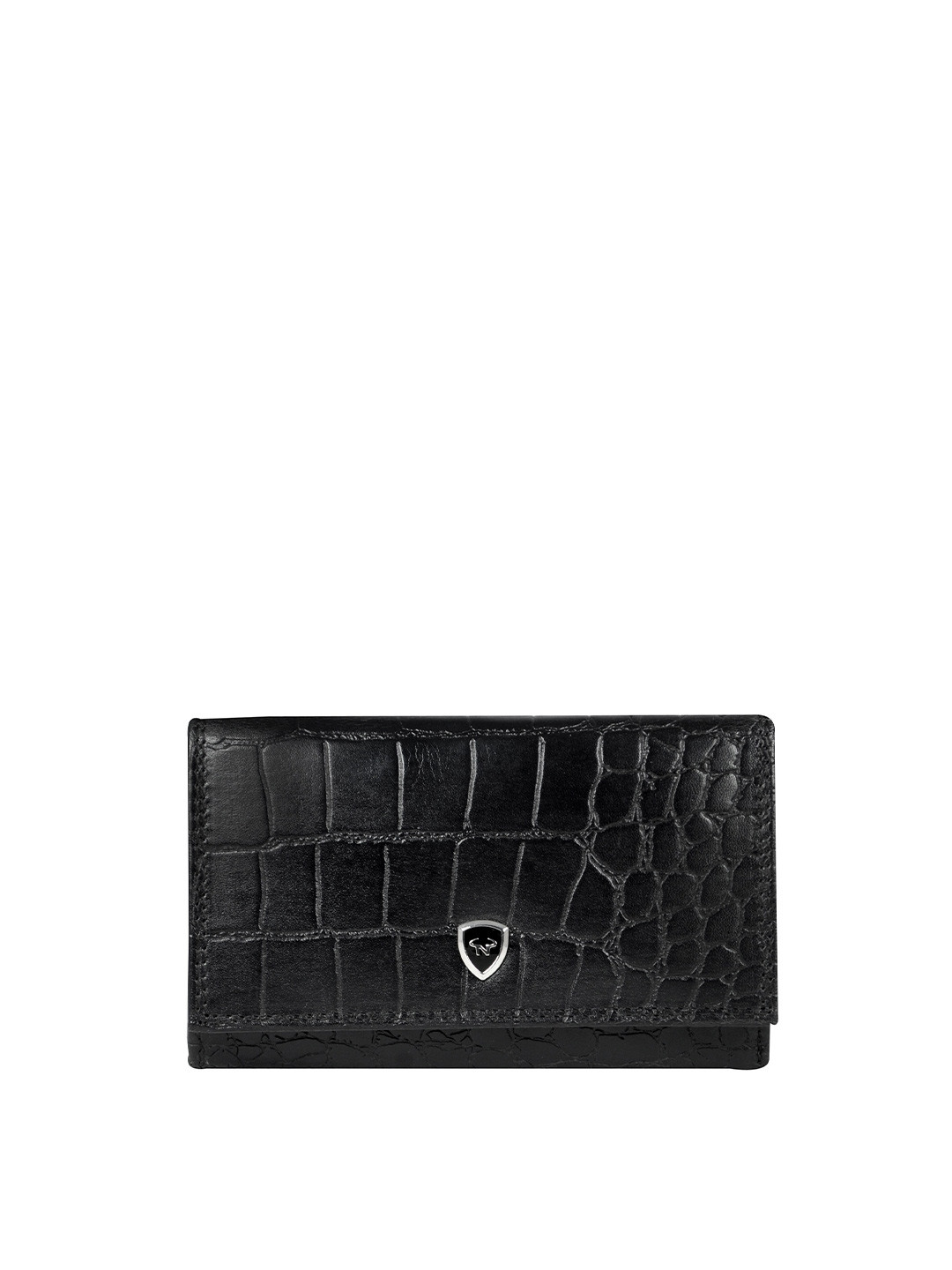 CALFNERO Women Black Textured Two Fold Wallet