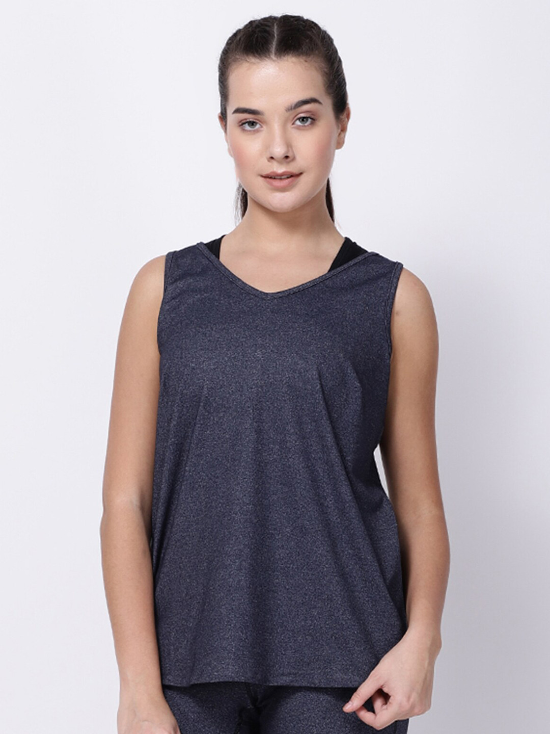 STUDIOACTIV Women Grey Sleeveless Racerback Regular Fit T-shirt
