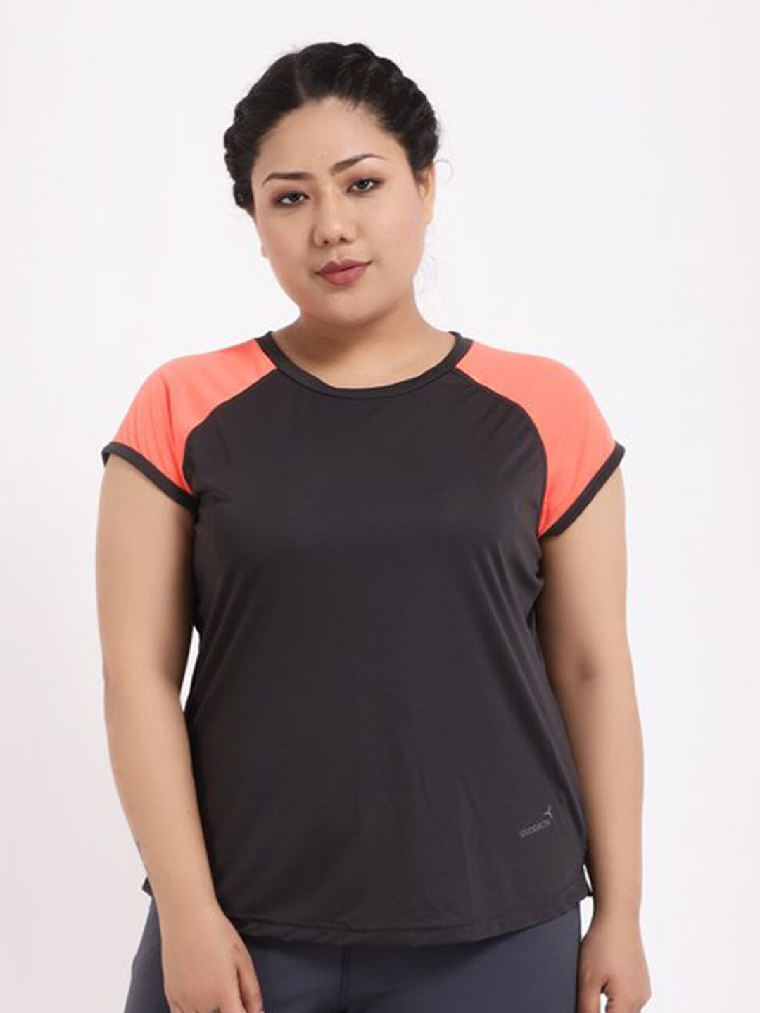 STUDIOACTIV Women Grey Raw Edge T-shirt