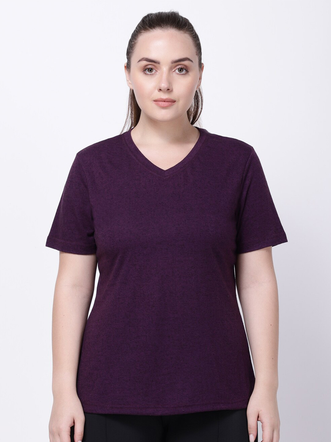 STUDIOACTIV Women Purple V-Neck T-shirt