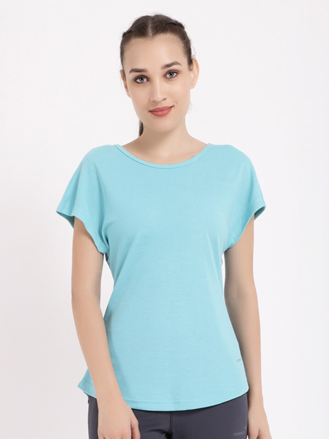 STUDIOACTIV Women Blue Moisture Wicking Sports T-shirt