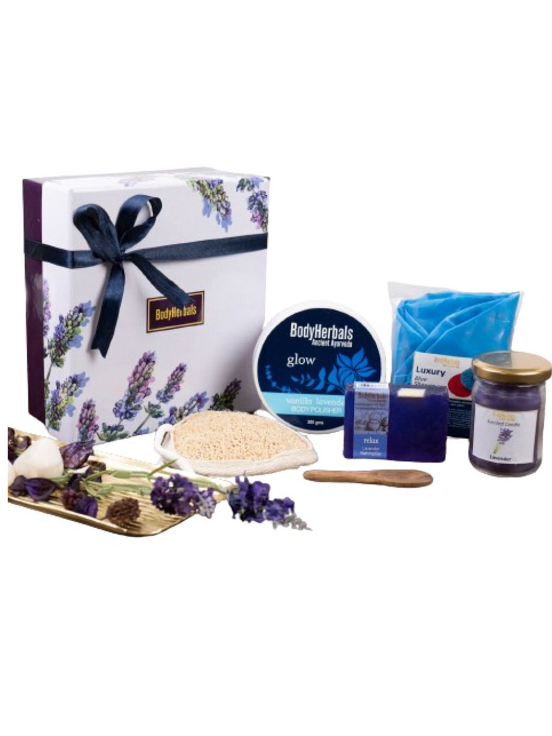BodyHerbals 7 Pcs Lavender & Vanilla Bath & Body Care Spa Gift Set