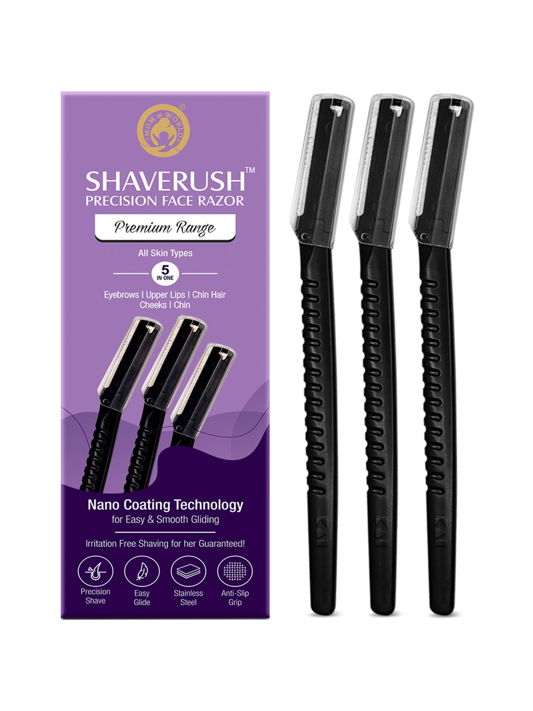 Mom & World Set of 3 Face Razors For Instant Hair Removal with Nano Coating Technology