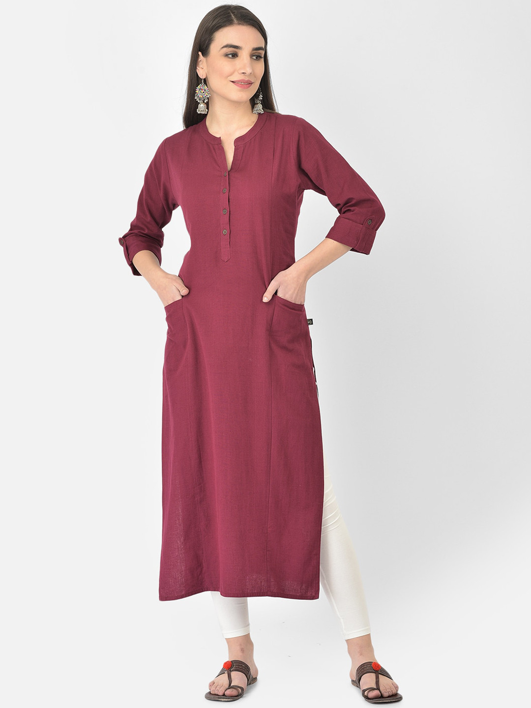 Pistaa Women Magenta Gotta Patti Cotton Kurta