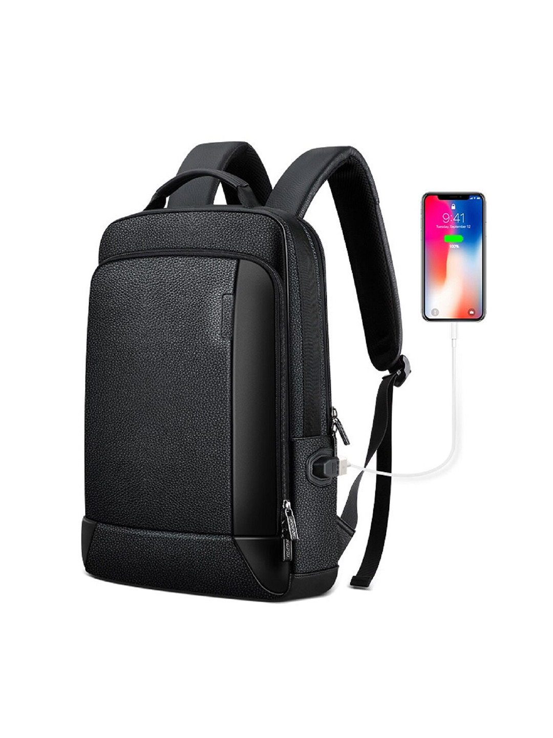 CONTACTS Unisex Black Laptop Bag with USB Charging Port
