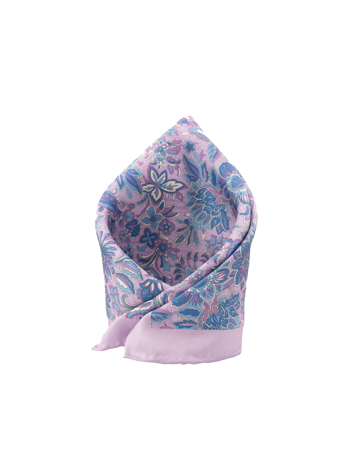 The Tie Hub Men Blue & Lavender Printed Silk Pocket Square