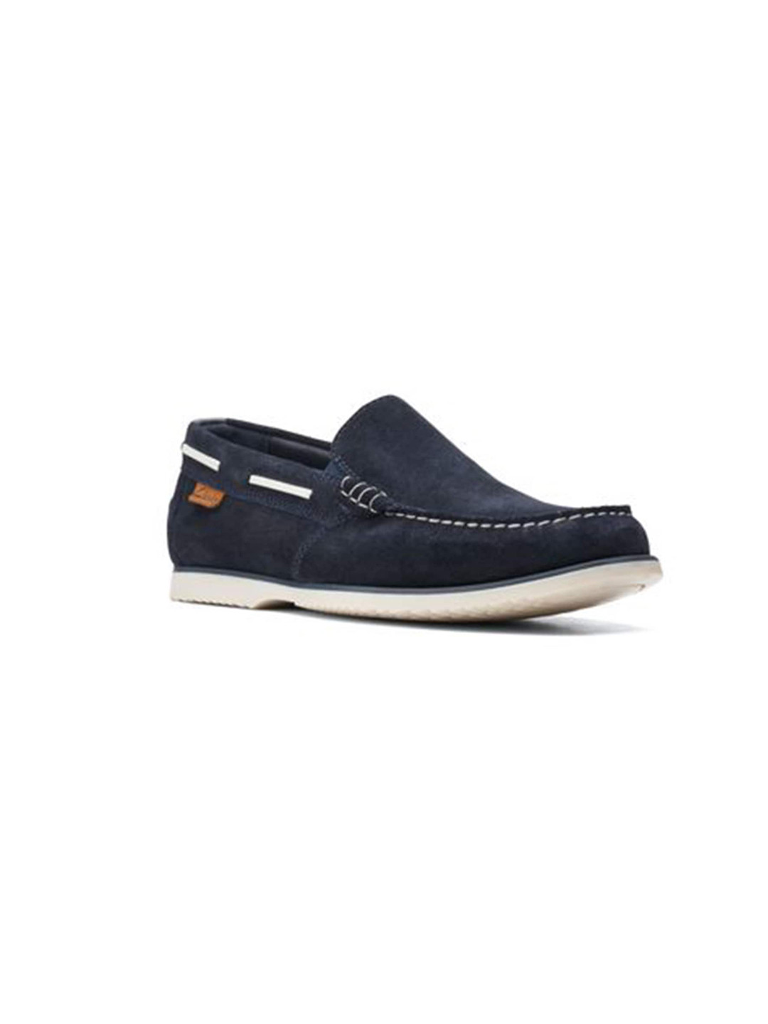Clarks Men Navy Blue Perforations Suede Loafers