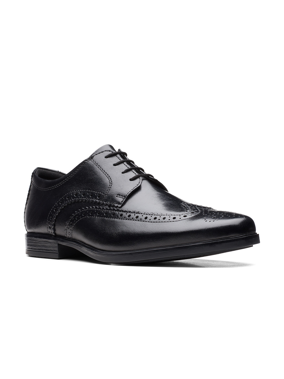 Clarks Men Black Perforations Leather Brogues