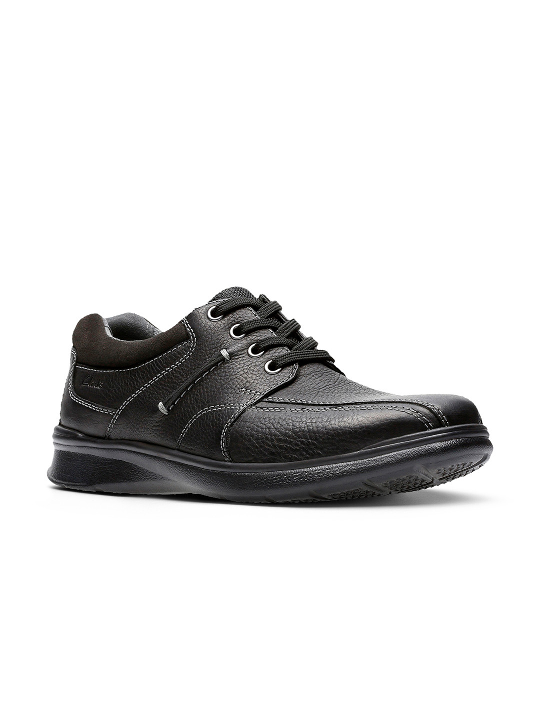 Clarks Men Black Textured Leather Sneakers