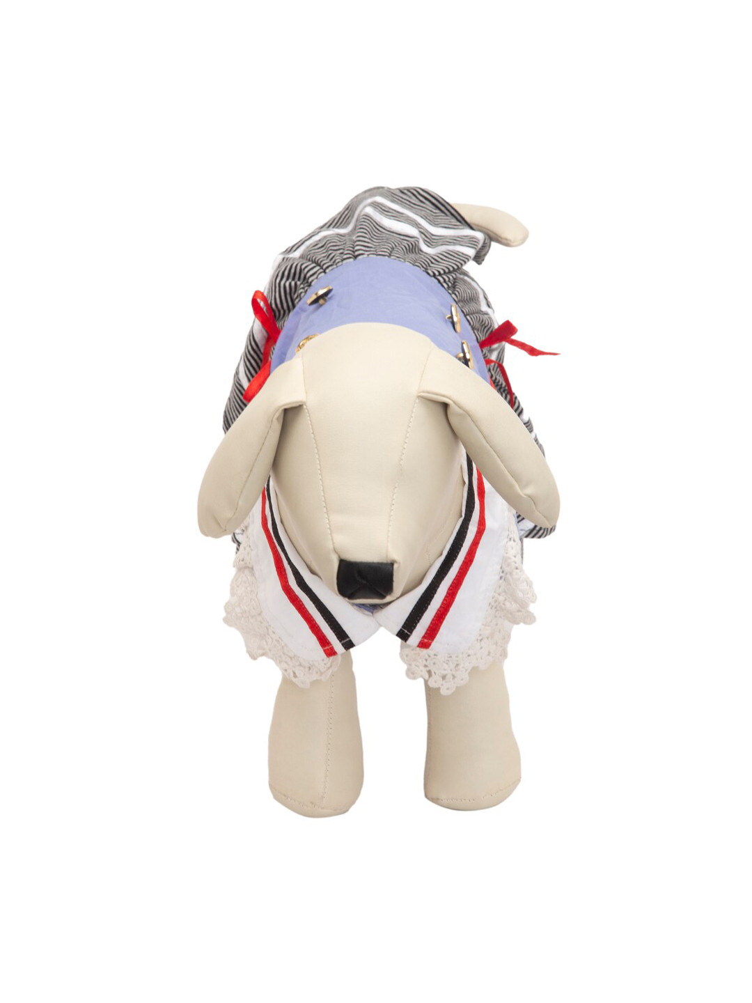 Lulala Blue & Black Solid Pure Cotton Frilled Frock Dog Dress