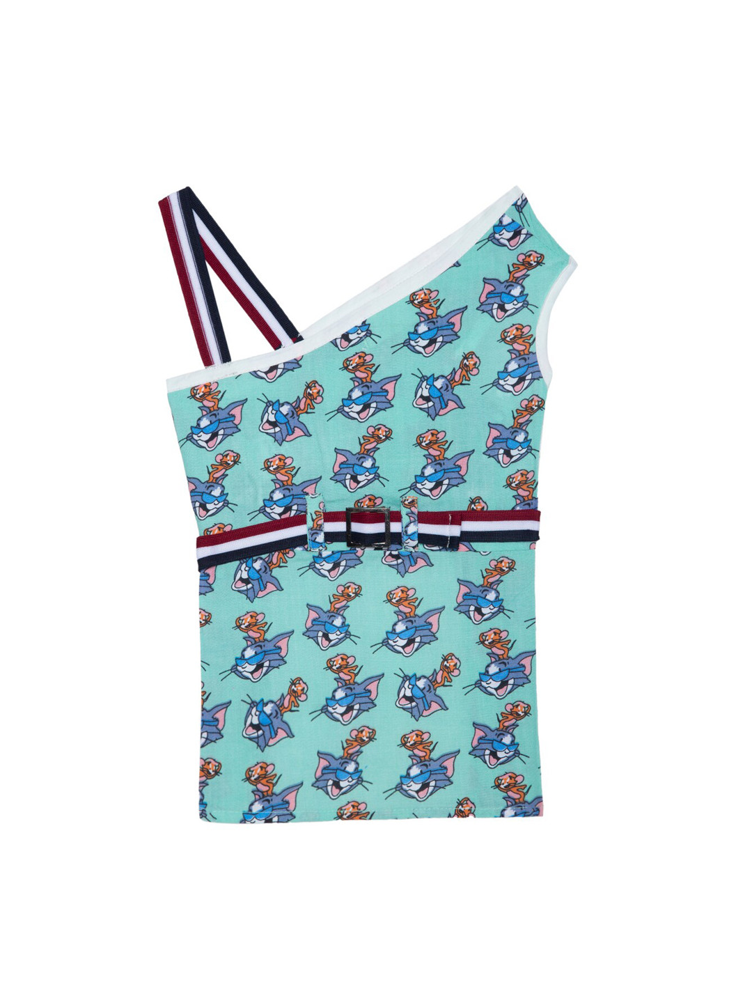 Lulala Sea Green & Blue Tom & Jerry Printed Pure Cotton Dog Dress