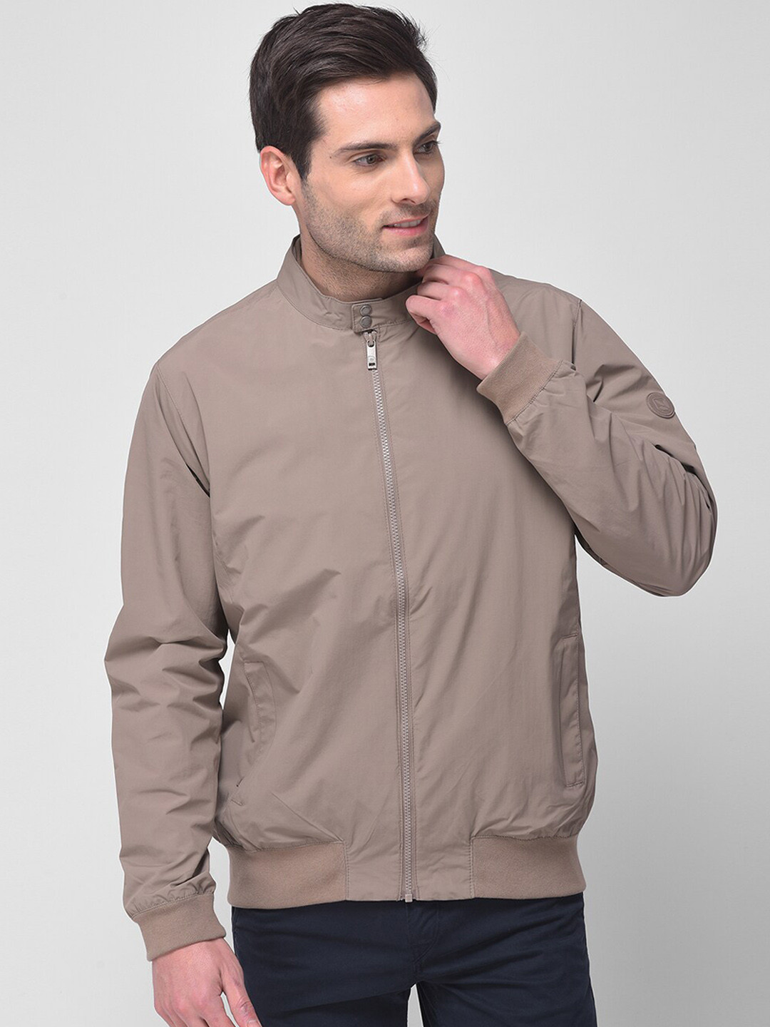 Woodland Men Taupe Bomber Jacket