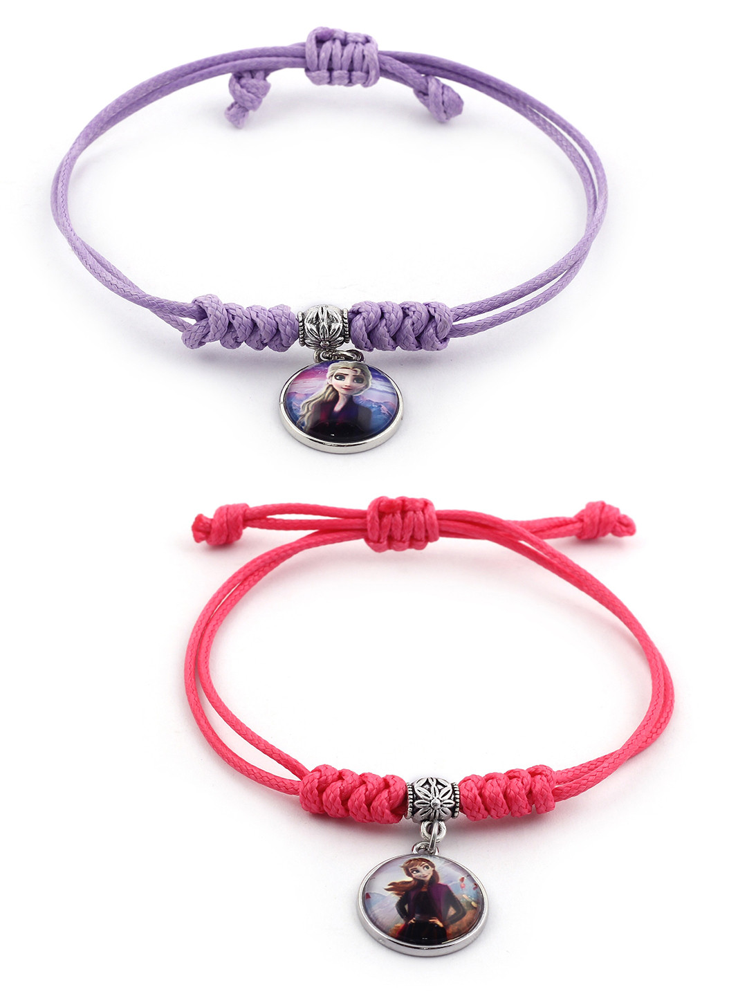 EL REGALO Girls Set Of 2 Red & Purple Frozen Princess Charm Bracelet