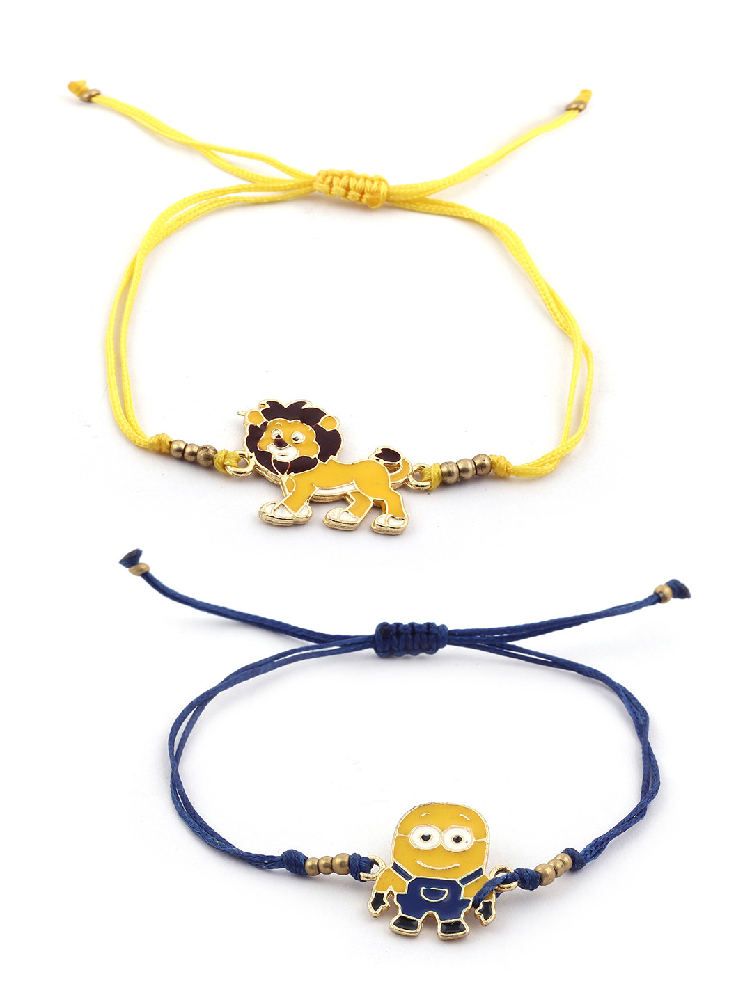 EL REGALO Girls Set of 2 Yellow & Blue Charm Bracelets