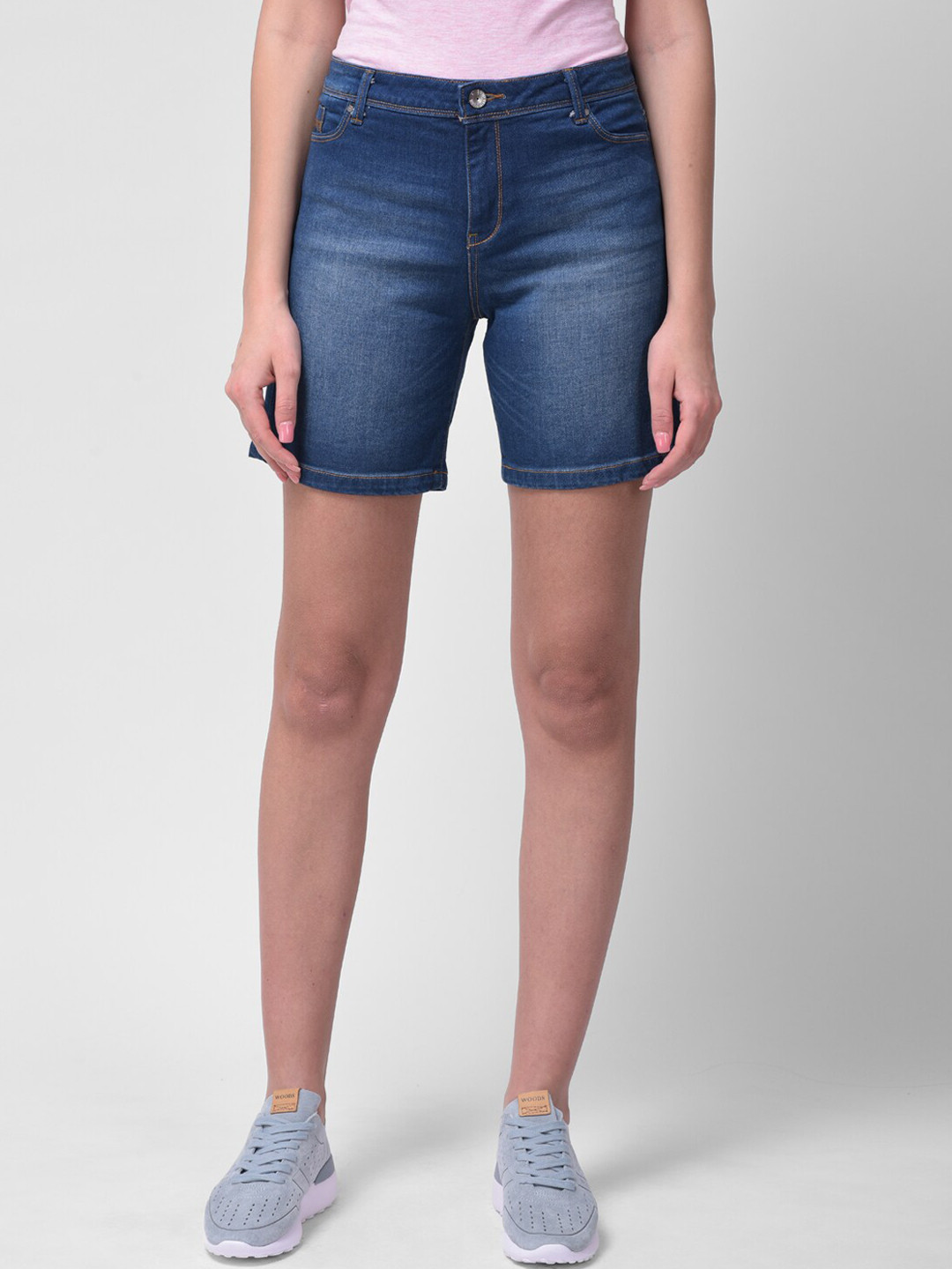 Woodland Women Blue Washed Denim Shorts