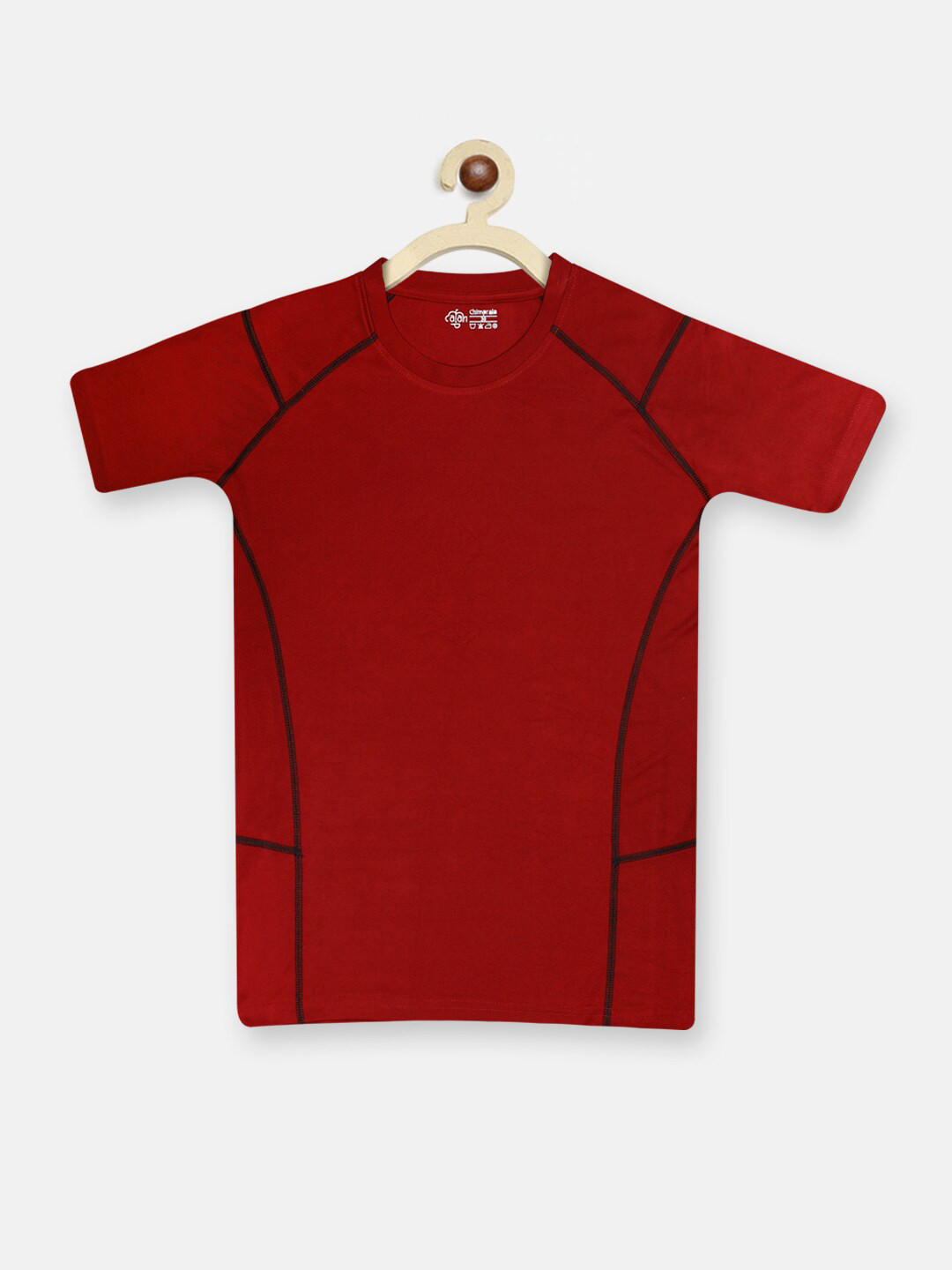 CHIMPRALA Girls Maroon Applique Running T-shirt