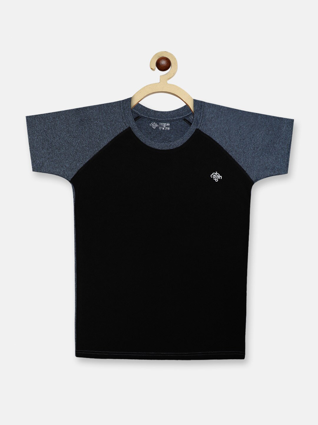 CHIMPRALA Girls Black Colorblocked Raglan Sleeves Sports T-shirt