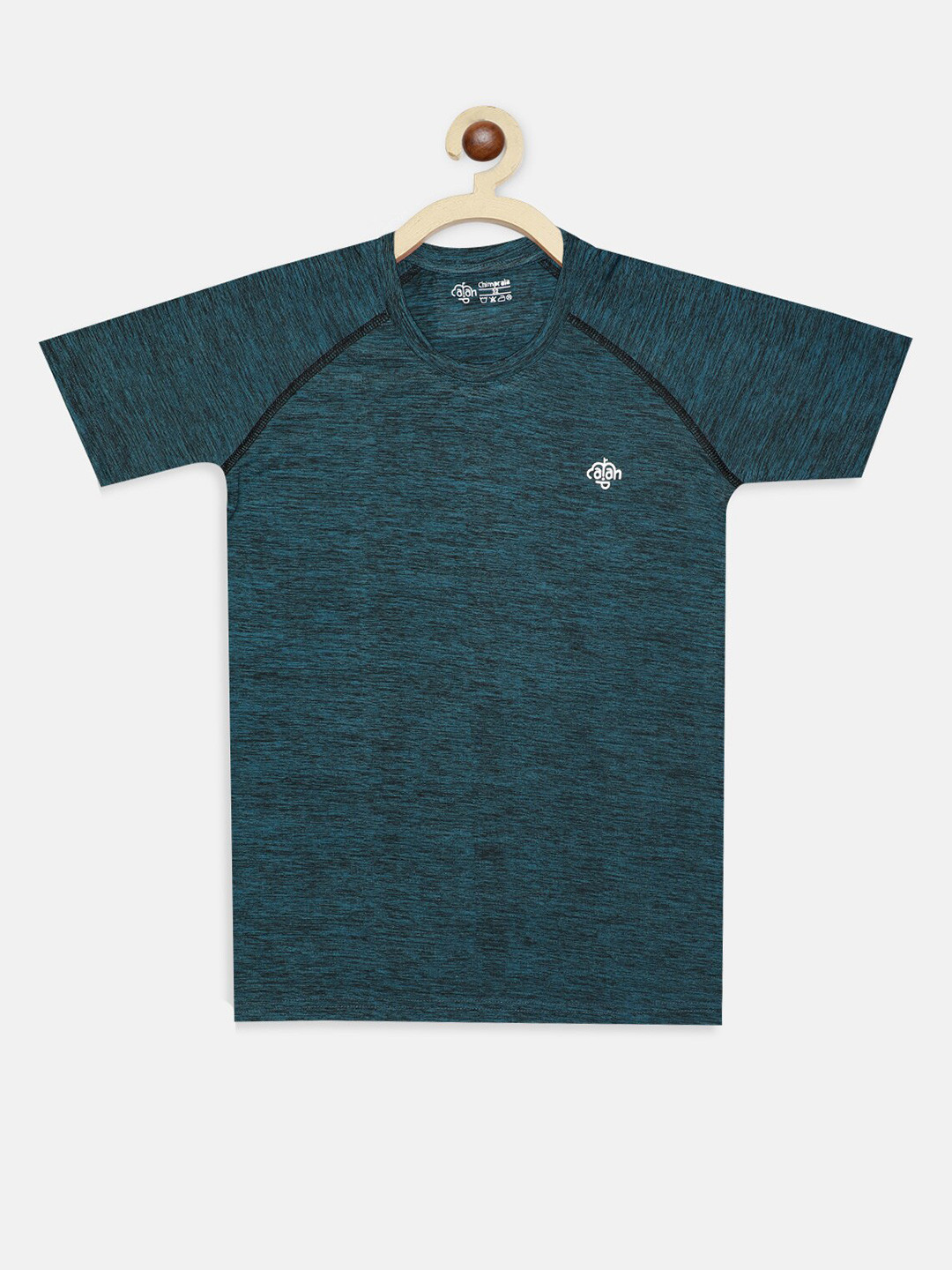 CHIMPRALA Girls Green Drop-Shoulder Sleeves Applique Running T-shirt