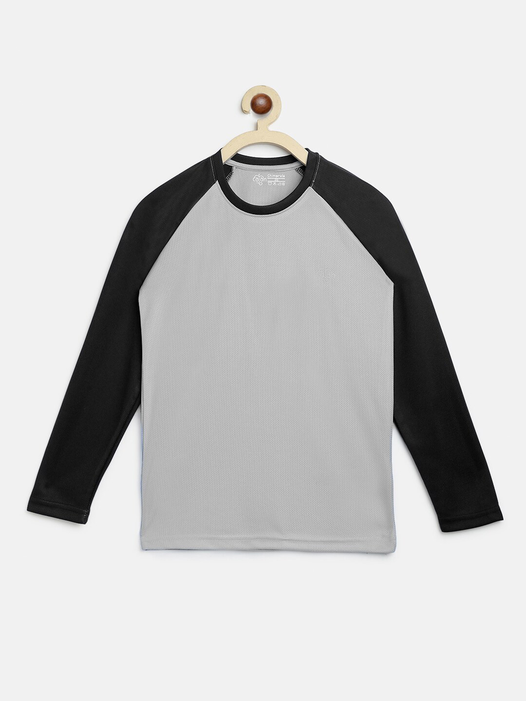 CHIMPRALA Boys Silver-Toned Colourblocked Drop-Shoulder Sleeves Monochrome Outdoor T-shirt