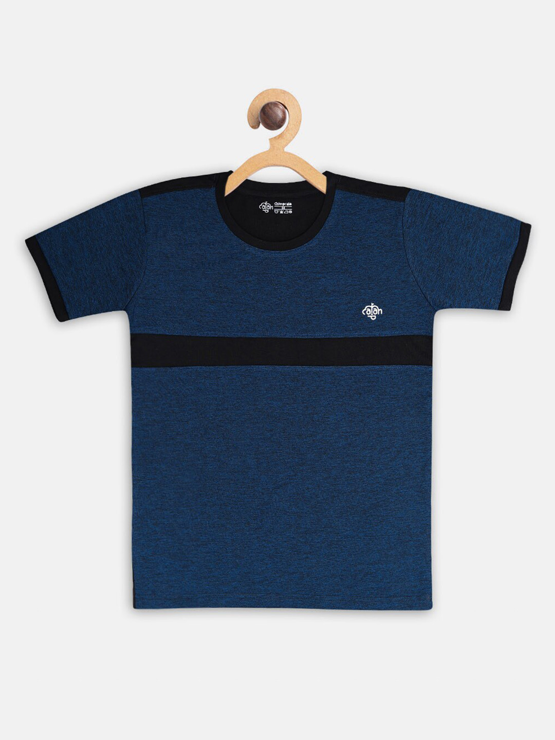 CHIMPRALA Boys Teal Blue & Black Colourblocked T-shirt