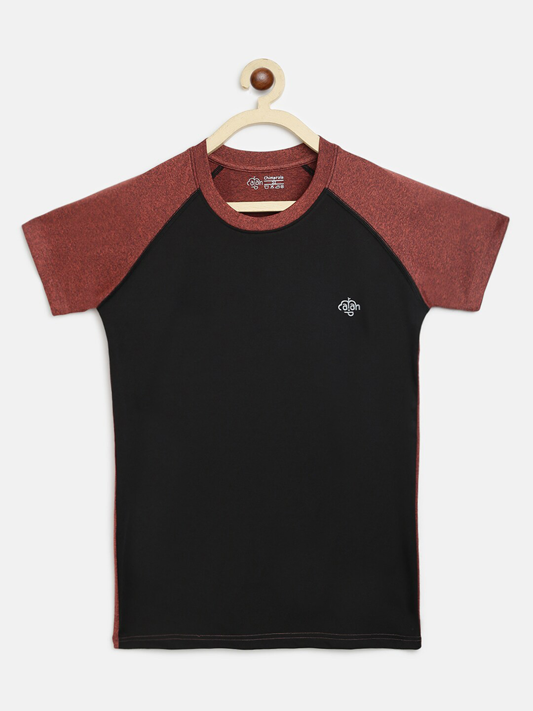 CHIMPRALA Boys Black & Brown Colourblocked Outdoor Regular-Fit T-shirt