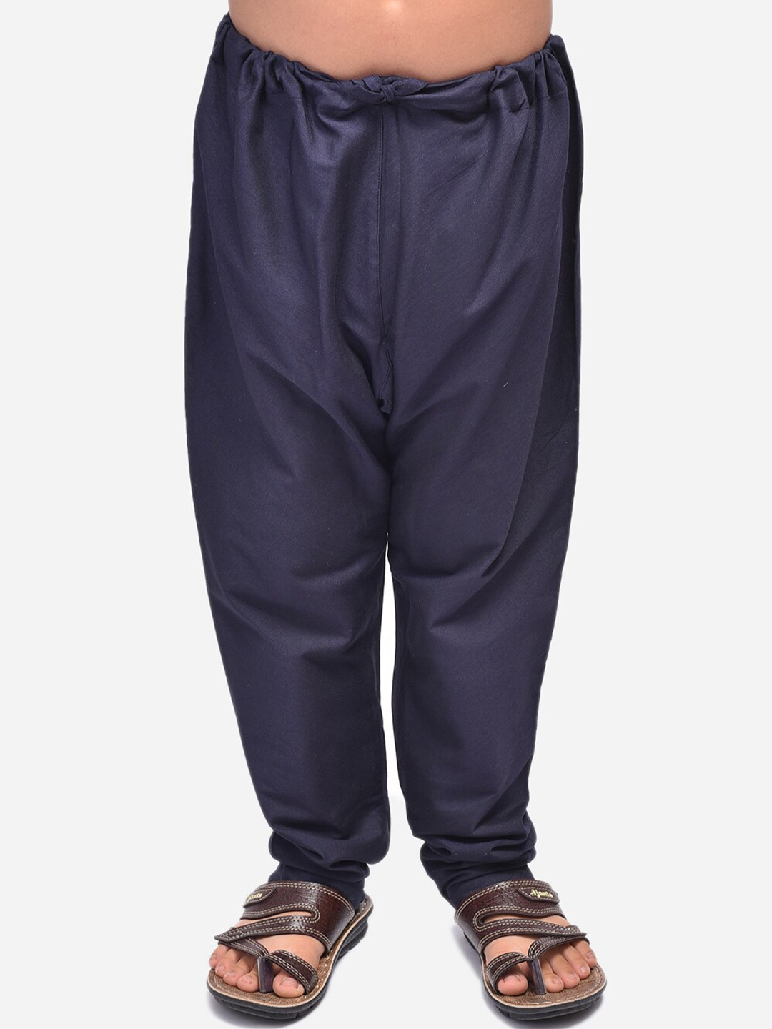 NAMASKAR Boys Navy Blue Solid Churidar