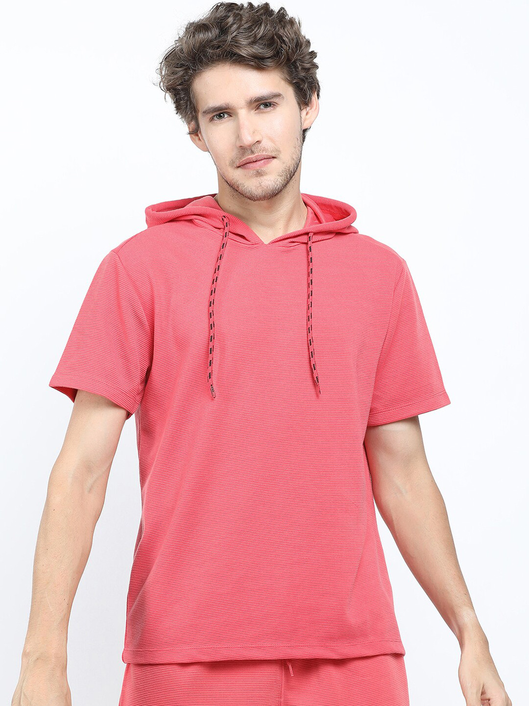 HIGHLANDER Men Structured Hooded Regular Fit T-shirt