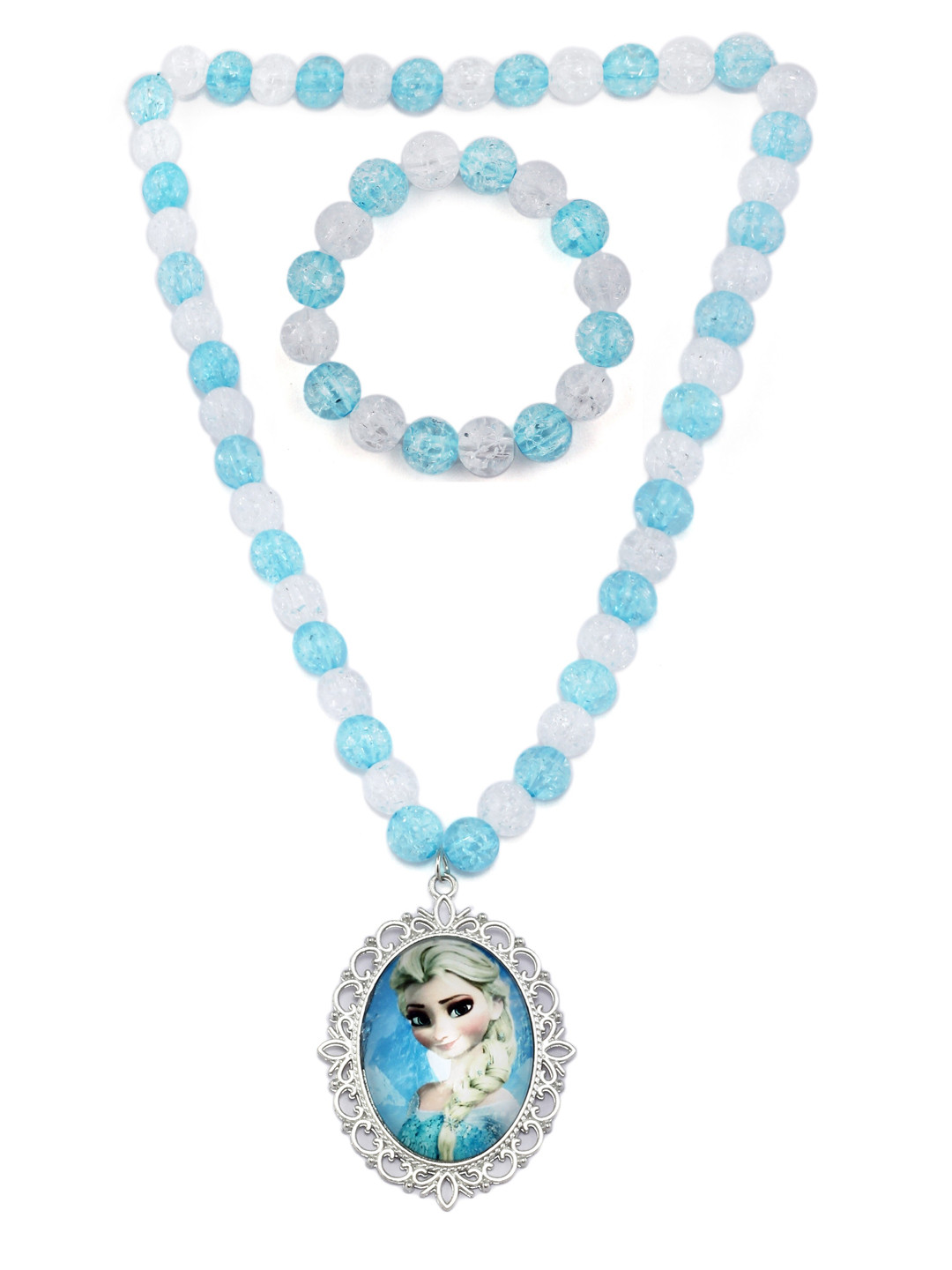 EL REGALO Girls Blue  White Elsa Beaded Jewellery Set