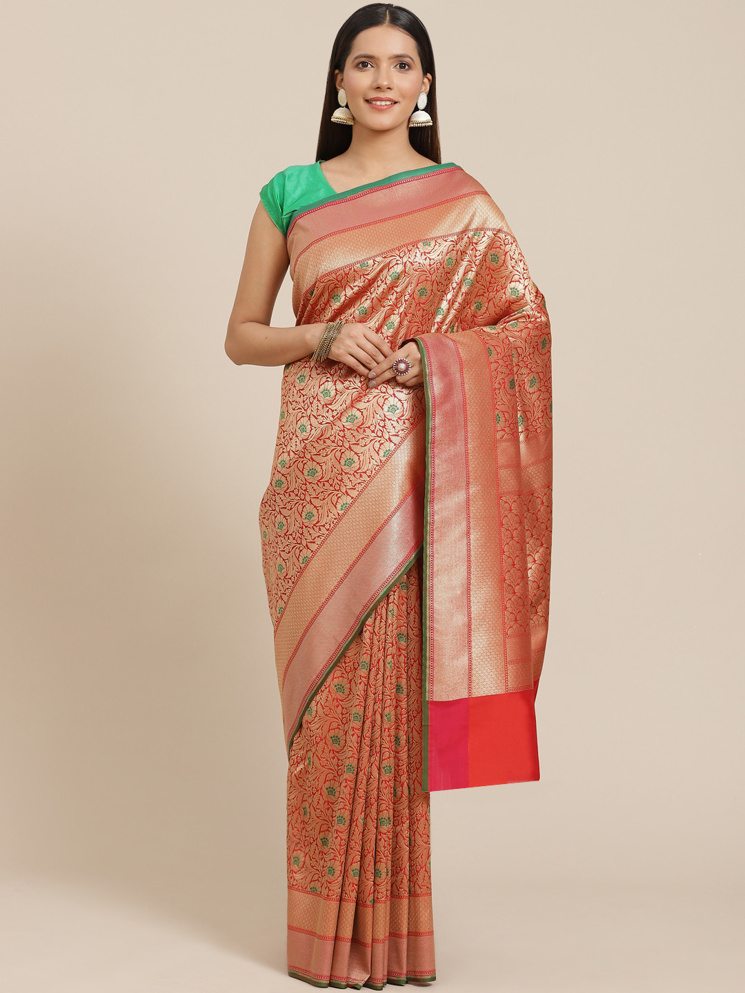 Banarasi Style Red & Golden Woven Design Art Silk Banarasi Saree
