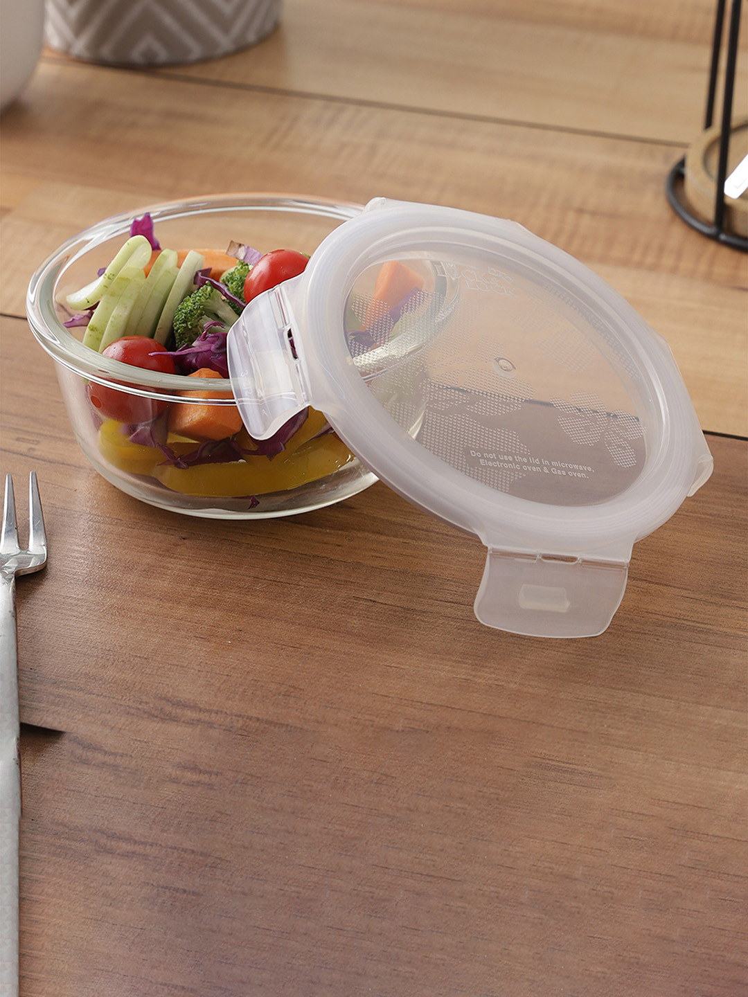 Lock & Lock Llg821) Transparent Glass Air Tight 3 Piece Clip-On Graduated Container-380ml