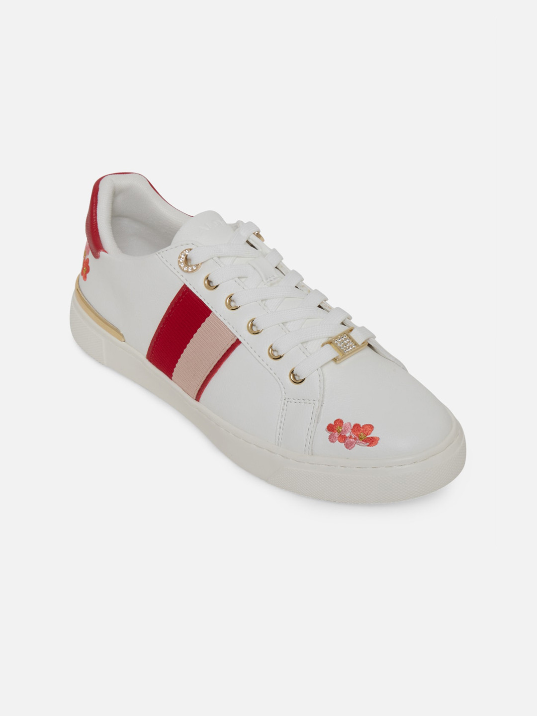 ALDO Women White & Red Colourblocked Sneakers
