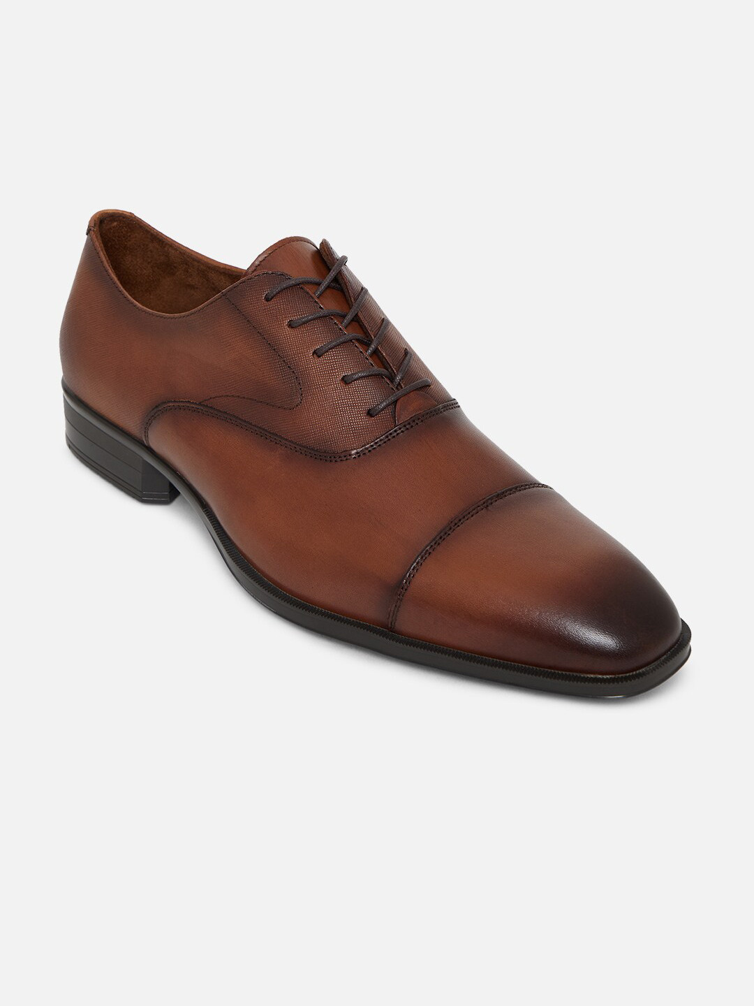 ALDO Men Brown Solid Leather Formal Oxfords
