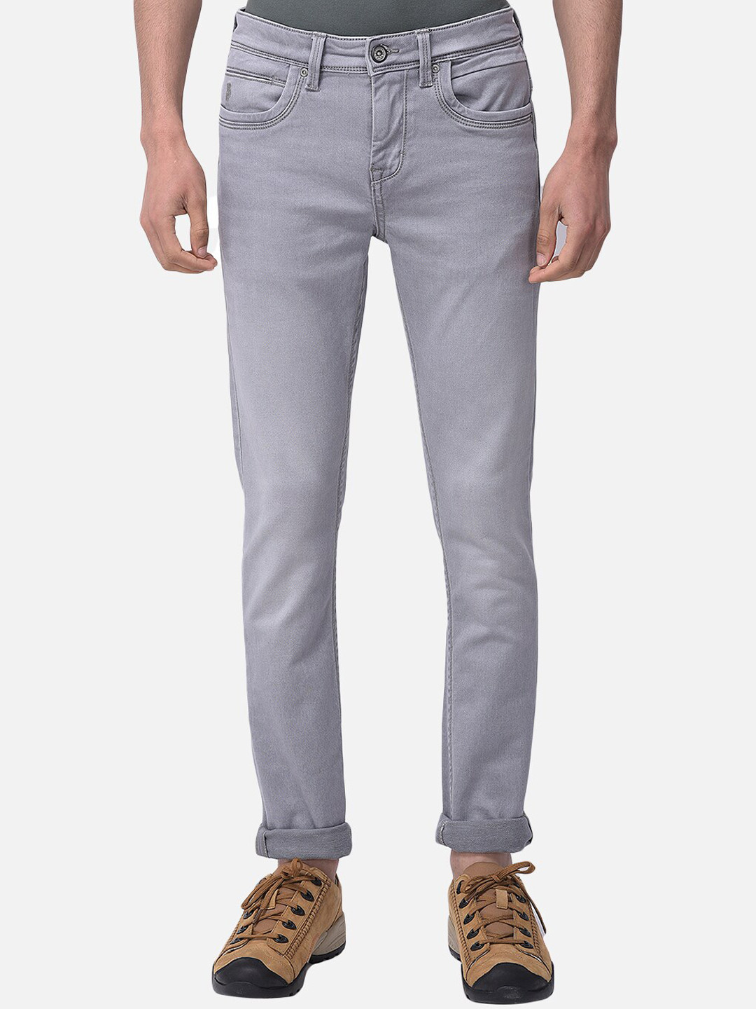 Woodland Men Grey Straight Fit Stretchable Jeans