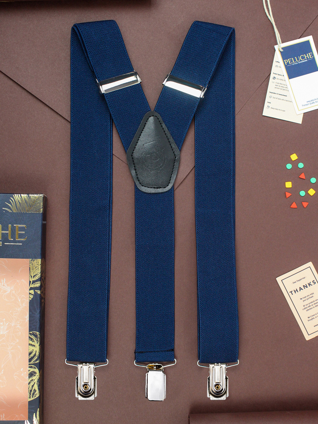 PELUCHE Men Navy Blue Solid Suspenders