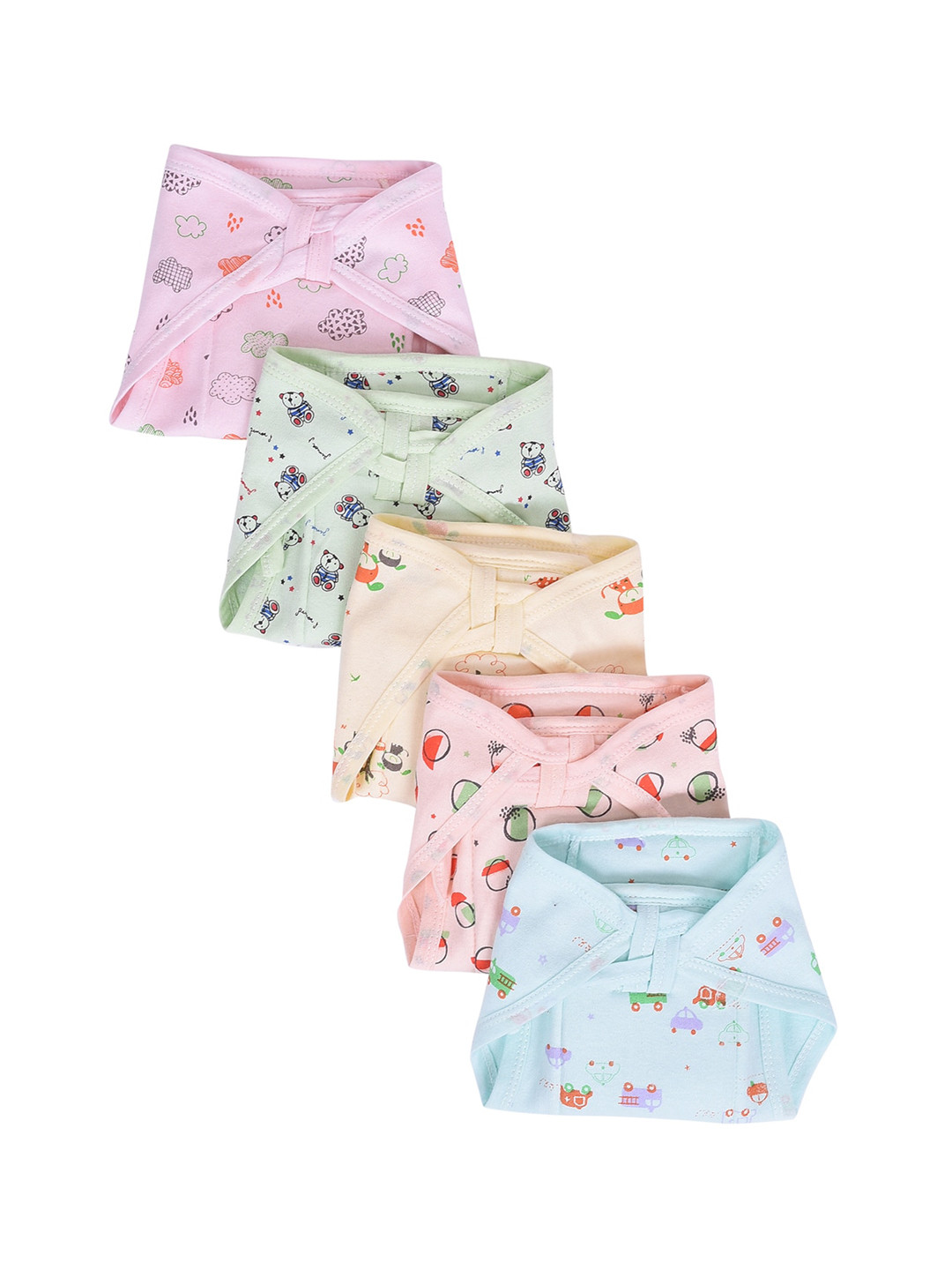 Moms Home Set Of 5 Printed Cotton Cushioned Nappies