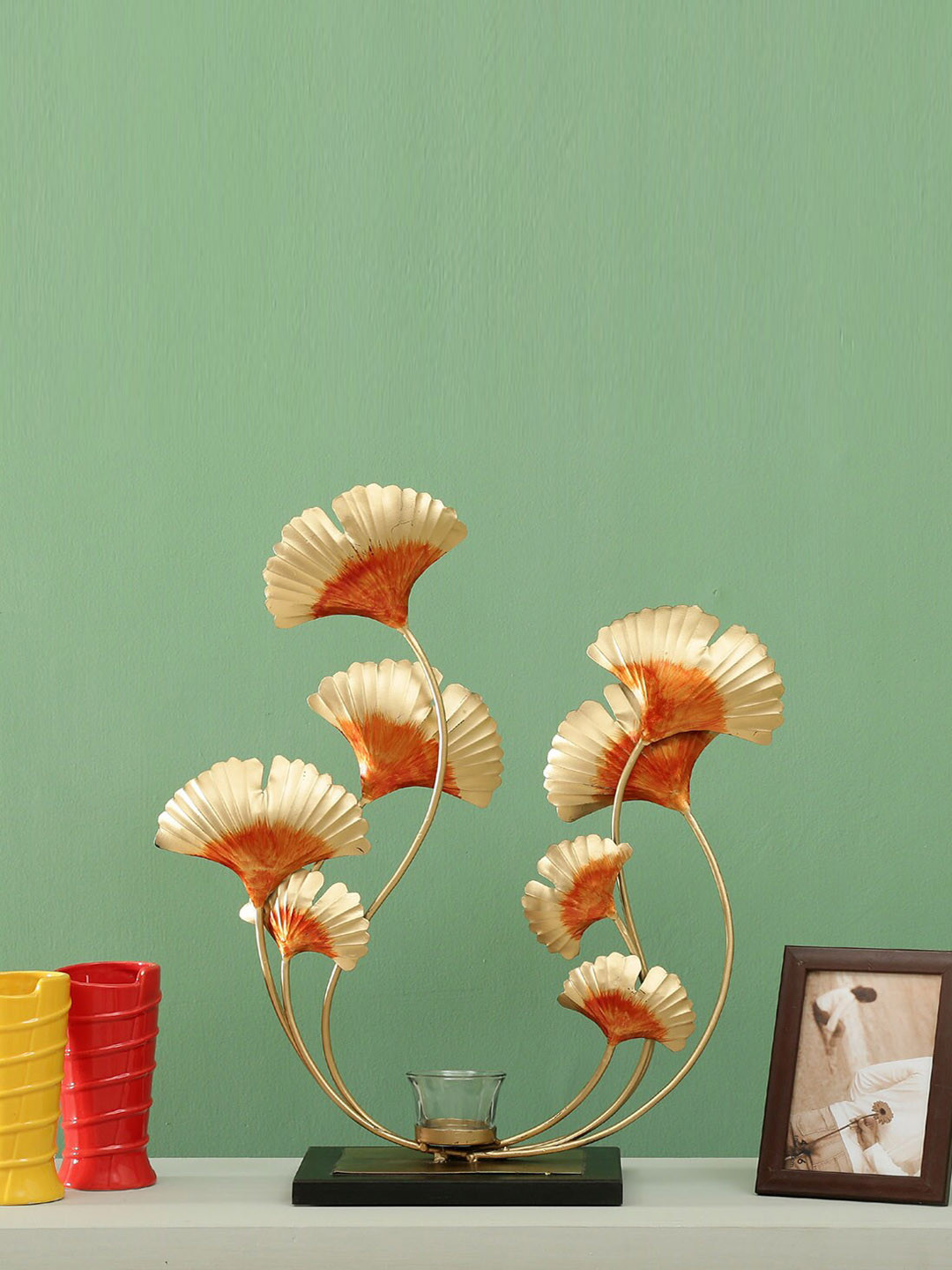 vedas T-Aiza with Candle Holder Metal Living Room Large Showpiece - 20 Inches