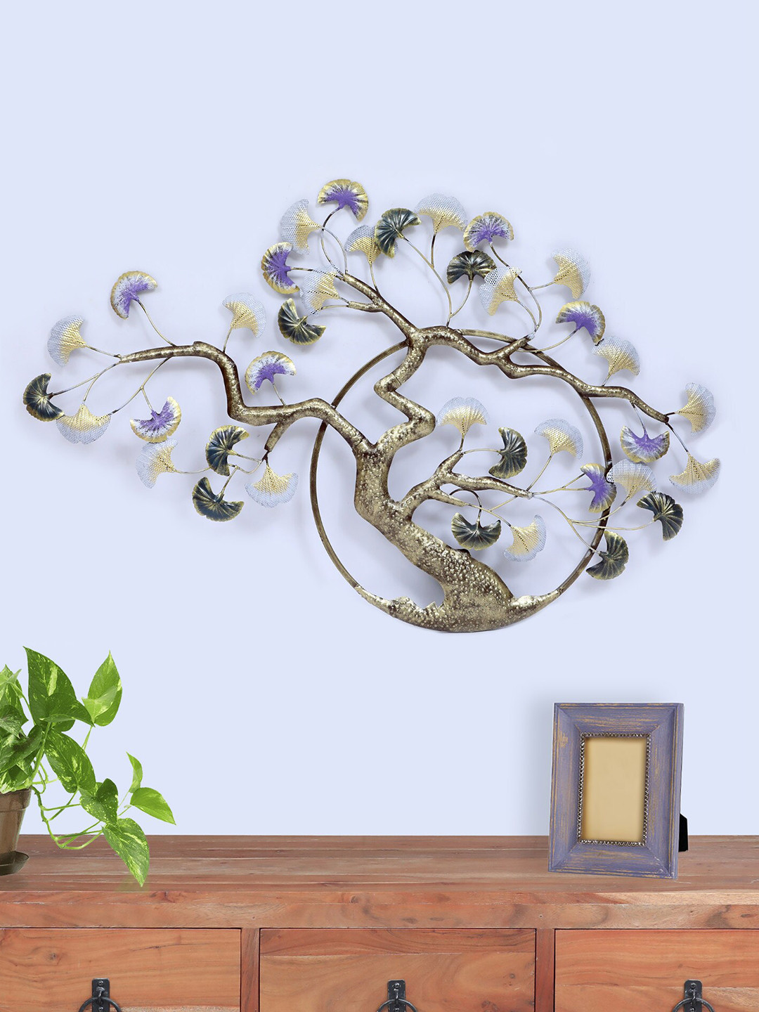 vedas MOON TREE, W-ELISE Metal Floral Glossy Hanging Hall Wall Hangings-35In