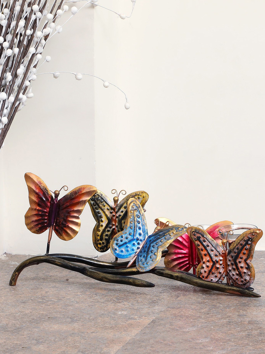 vedas Bunch Butterfly Metal Living Room Medium Showpiece - 7 Inches