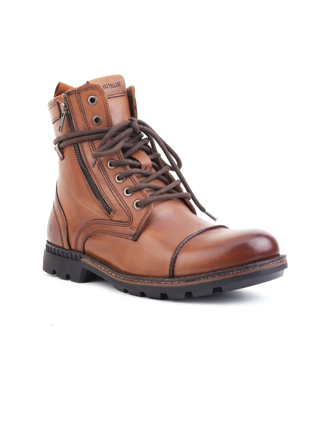 MONDAIN Men Brown Leather Trekking Shoes