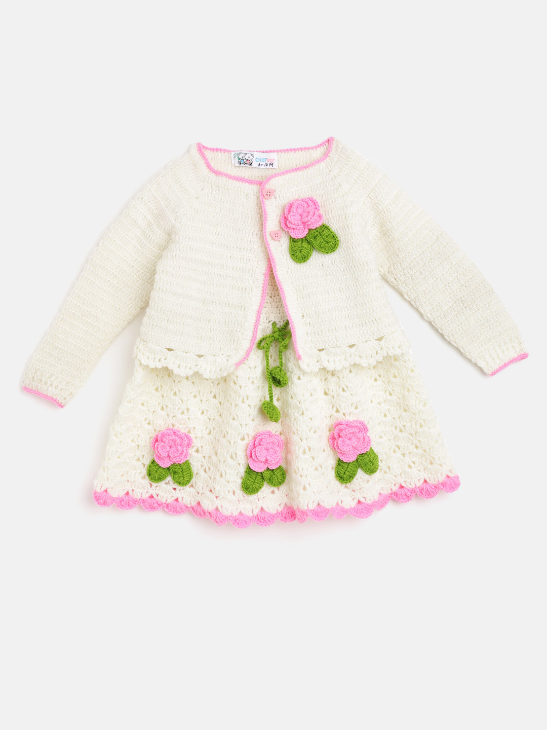 CHUTPUT Cream-Coloured Pure Wool Jumper Dress with Jacket