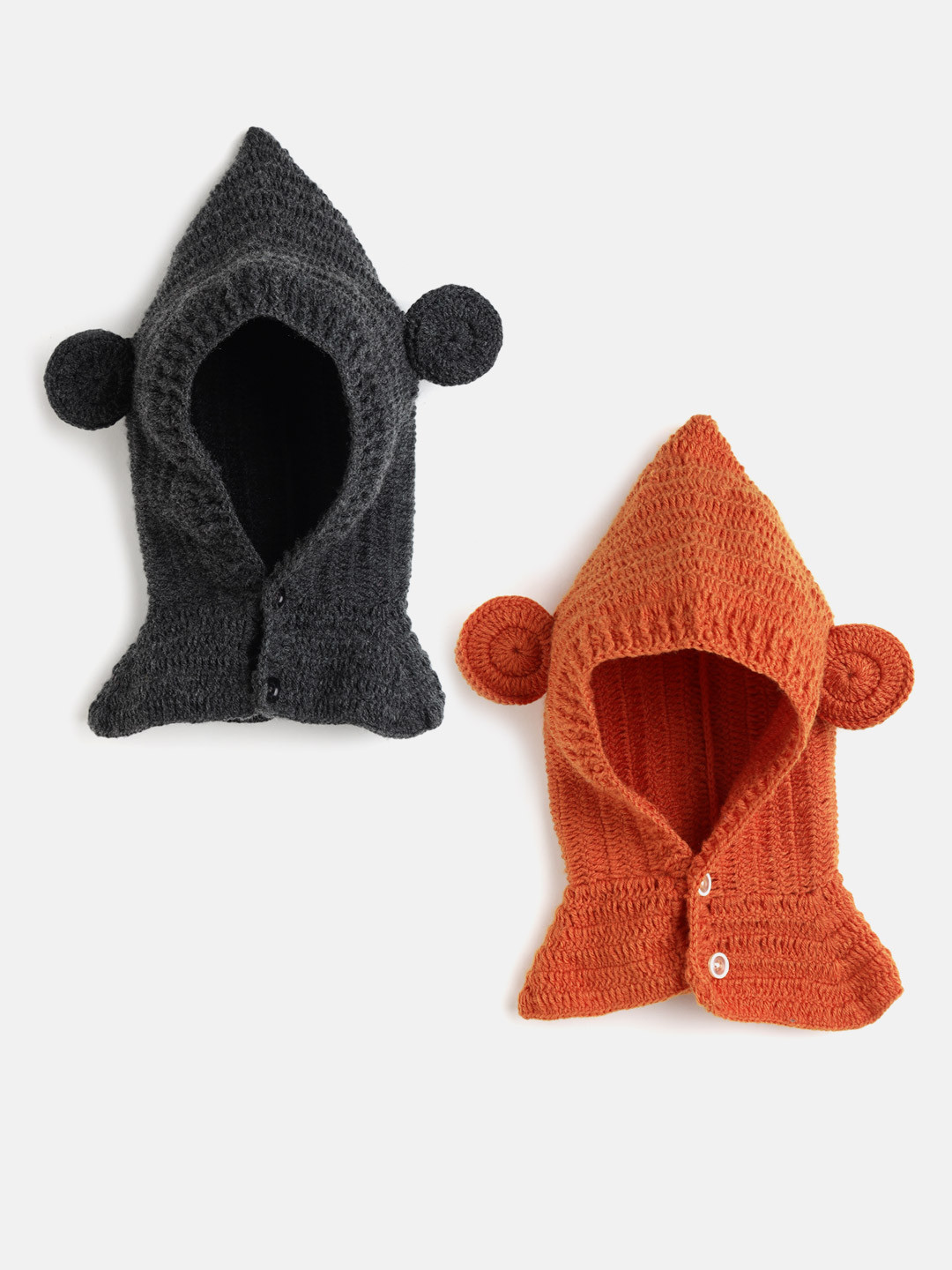 CHUTPUT Kids Set of 2 Grey & Orange Beanie