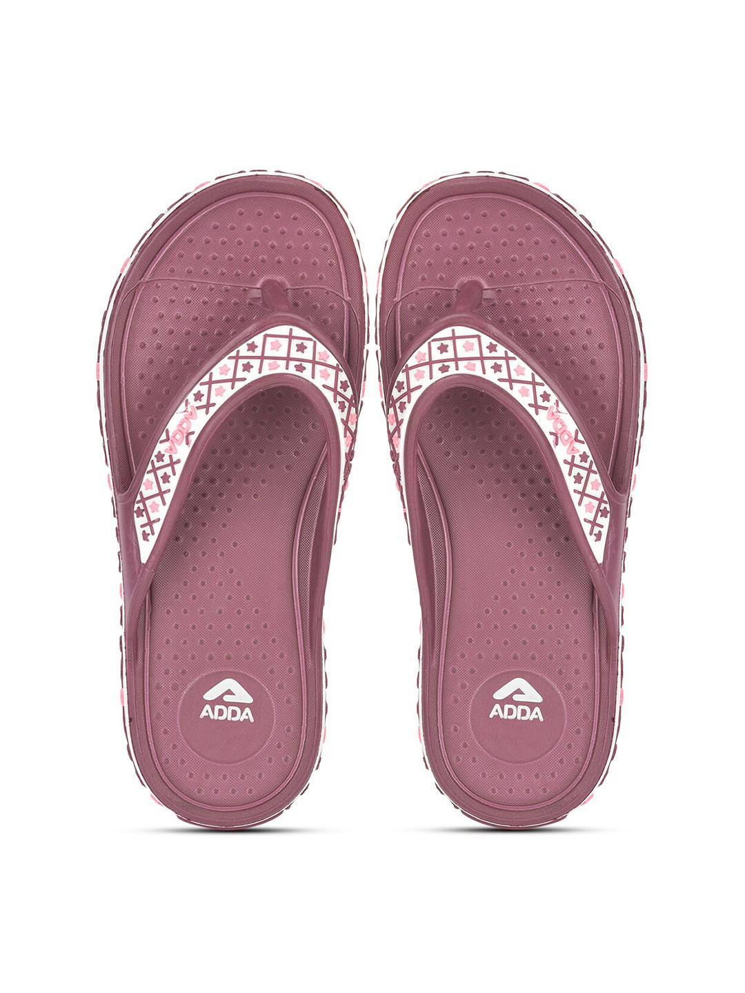 Buy Adda Women Mauve White Rubber Thong Flip Flops Outlet