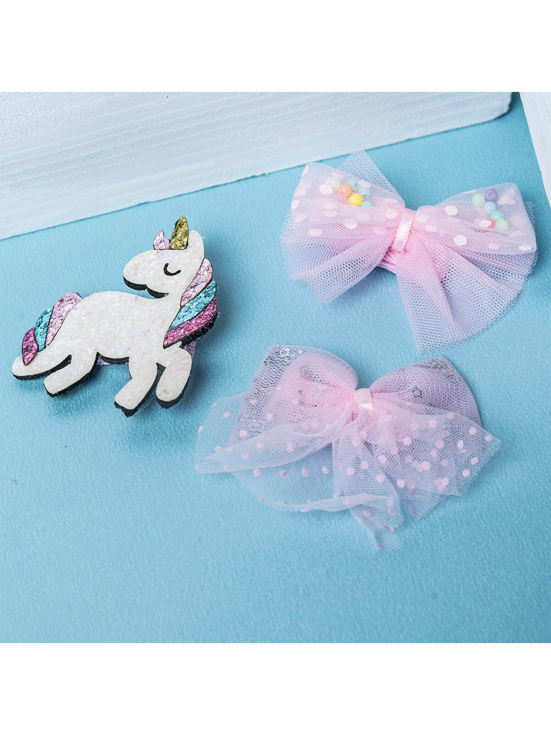Jewelz Girls Pink & White Unicorn Design Alligator Hair Clips