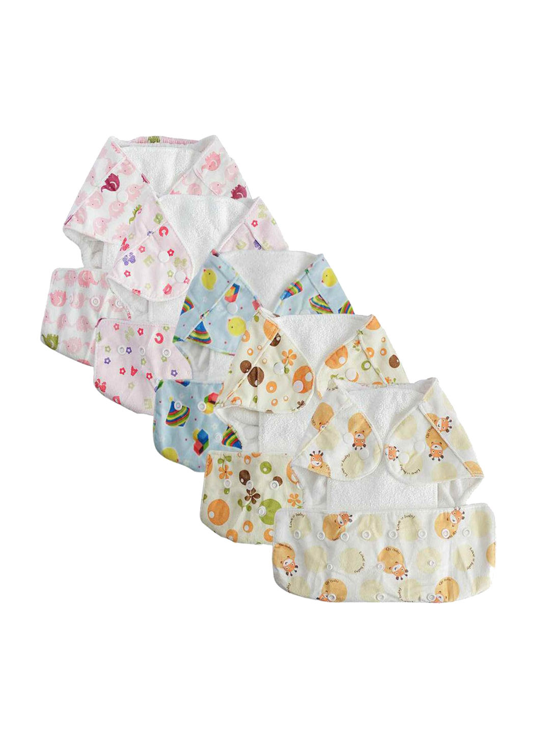 Moms Home Kids Set Of 5 Multicolored Printed Reusable Cotton Pocket Diapers
