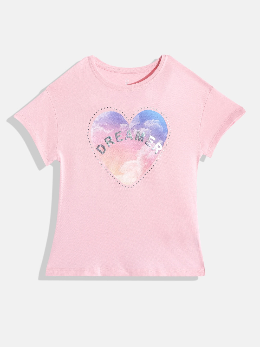 mothercare Girls Pink & Blue Graphic Printed Cotton T-shirt