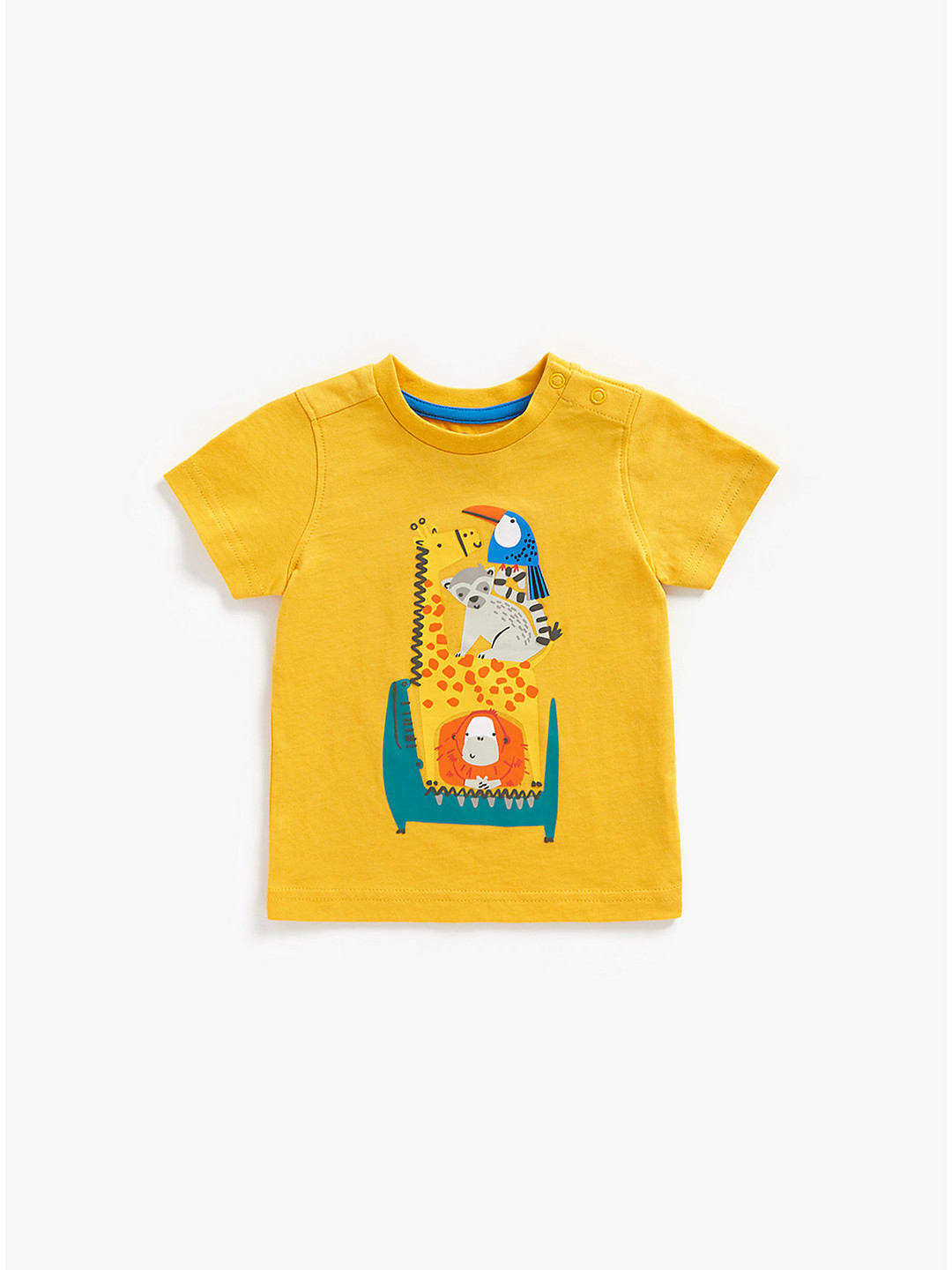 mothercare Infant Boys Yellow & Blue Printed Pure Cotton T-shirt