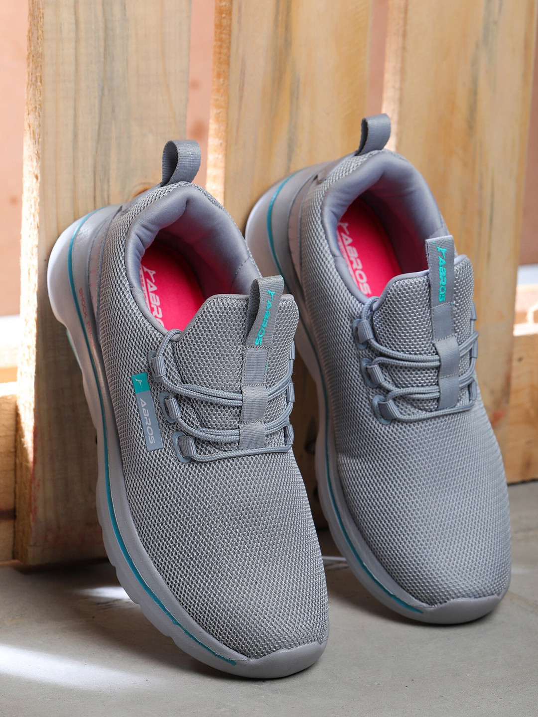 ABROS Women Grey Shock Proof Memory Cloud Mesh Running Shoes