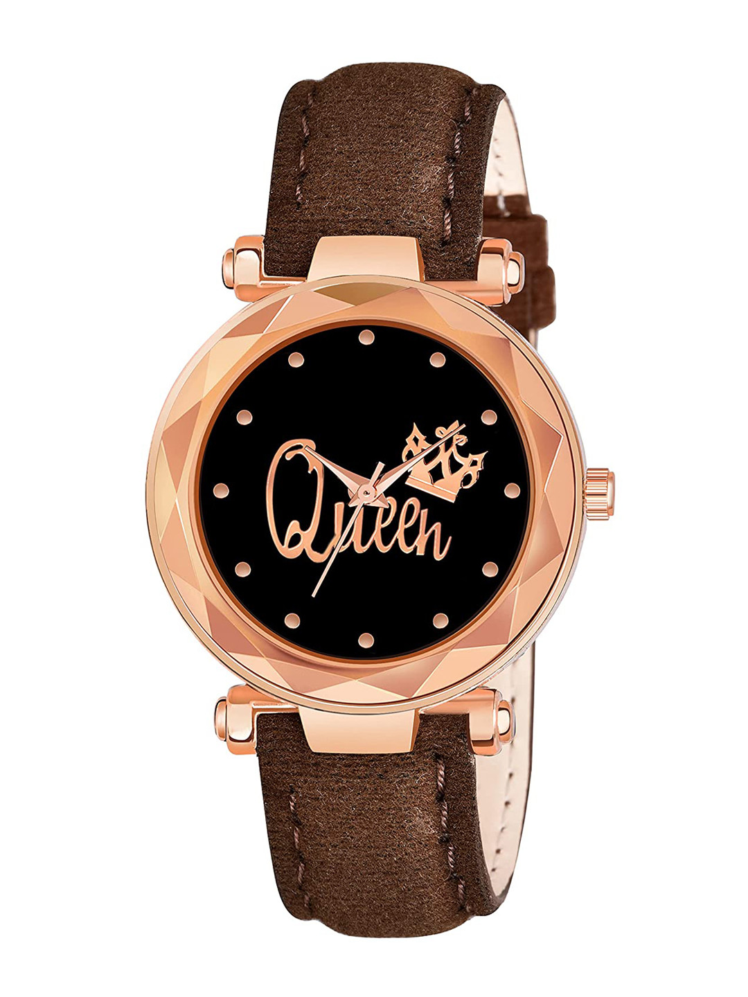 SWADESI STUFF Women Brown Leather Straps Analogue Watch QUEEN GENEVA LEATHER BROWN