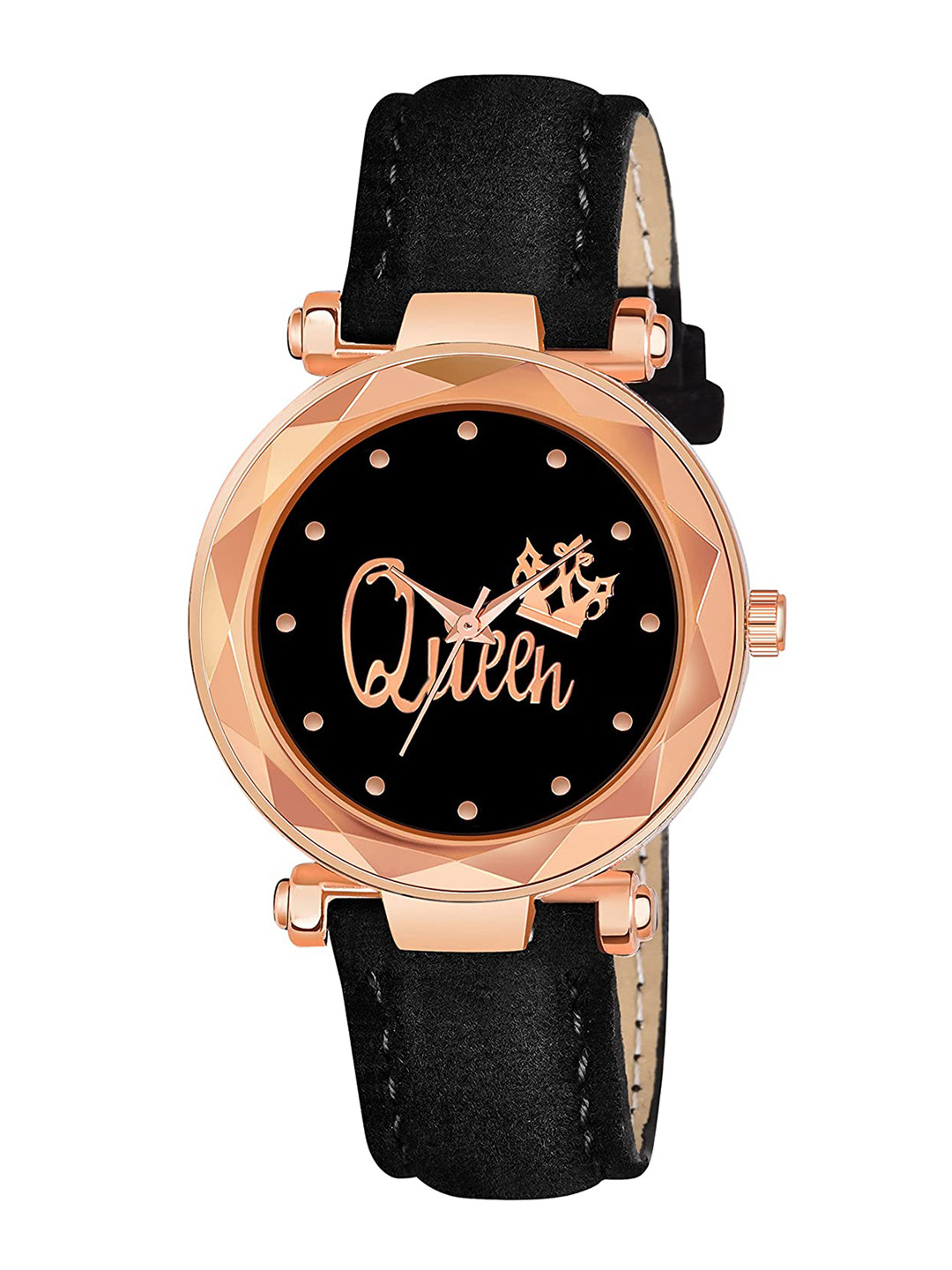 SWADESI STUFF Women Black Dial & Leather Straps Analogue Watch QUEEN GENEVA LEATHER BLACK